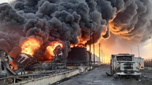 Пожар на нефтебазе в Ростовской области. Фото: news161.ru